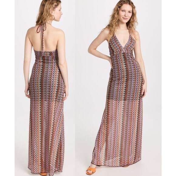 Ramy Brook | Daphne Zigzag Halter Maxi Dress | Soho Multi | Sz 16 - Picture 1 of 12